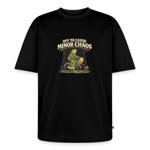Minor Chaos Vintage Frog and Cat on Bicycle - Unisex Oversized Organic T-Shirt