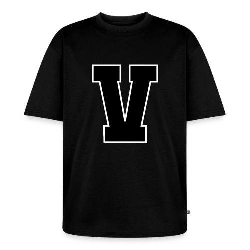 Varsity Letter V Athletic Alphabet Graphic - Unisex Premium Oversized Organic T-Shirt