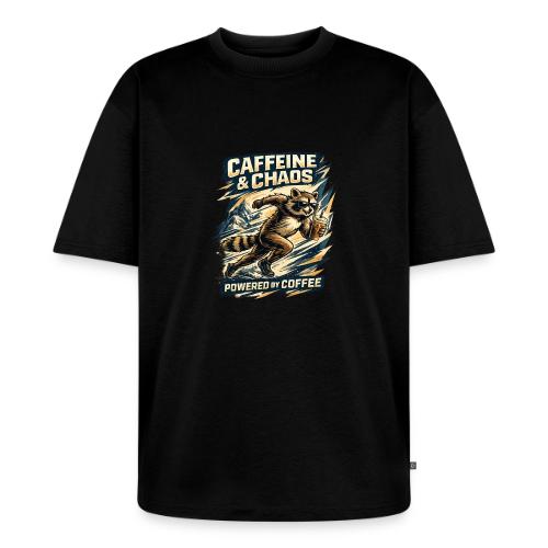 Funny Caffeine Chaos Raccoon Coffee Lover Morning - Unisex Oversized Organic T-Shirt