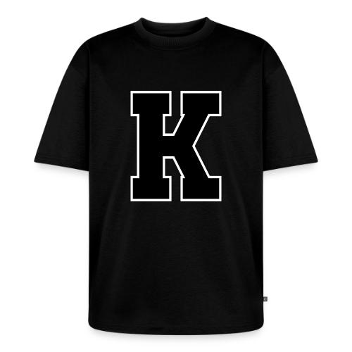 Varsity Letter K Collegiate Font Design - Unisex Oversized Organic T-Shirt