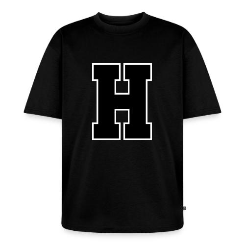 Varsity Letter H Athletic Font Design - Unisex Oversized Organic T-Shirt