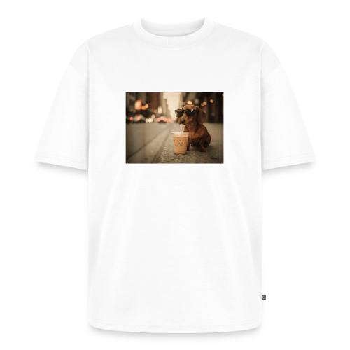 Funny Dachshund Iced Coffee Lover Tee - Unisex Oversized Organic T-Shirt