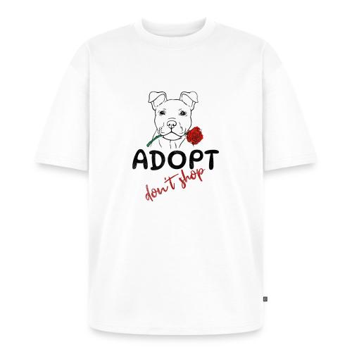 Retro Adopt Dont Shop Cute Puppy Rose Tee - Unisex Oversized Organic T-Shirt