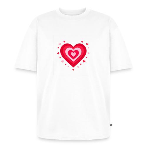 Layered Red & Pink Heart – Cute Valentine Love - Unisex Oversized Organic T-Shirt