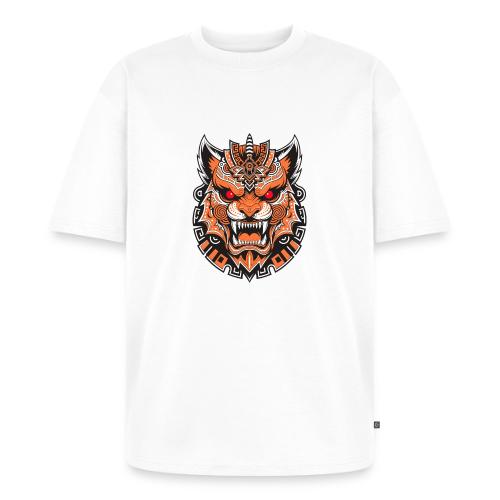 Tribal Demon Wolf Mask - Unisex Oversized Organic T-Shirt