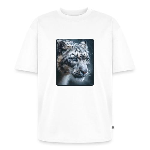 Snow Leopard Blue Eyes Design - Unisex Premium Oversized Organic T-Shirt
