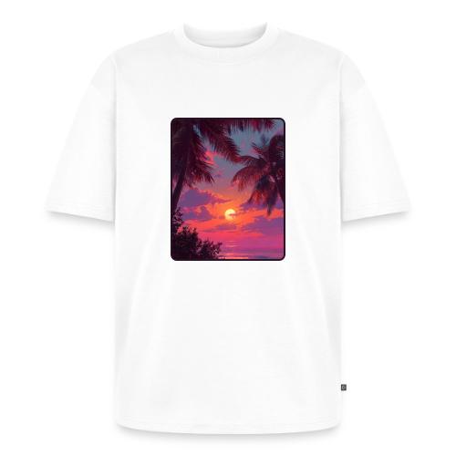 Tropical Sunset Palm Silhouette Design - Unisex Premium Oversized Organic T-Shirt