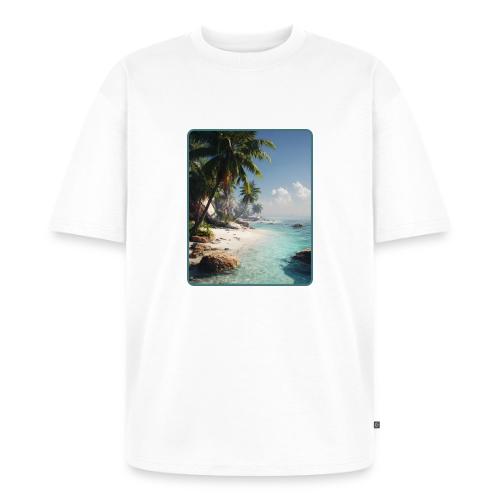 Tropical Beach Paradise Palm Design - Unisex Oversized Organic T-Shirt