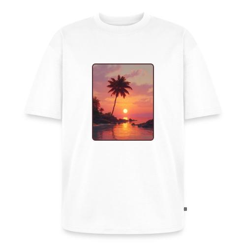Tropical Beach Sunset Palm Design - Unisex Oversized Organic T-Shirt