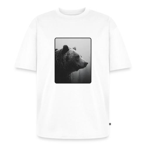 Grizzly Bear Black White Portrait Design - Unisex Oversized Organic T-Shirt