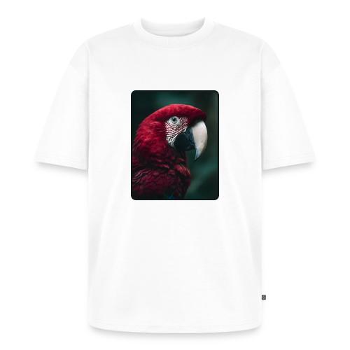 Red Green Macaw Bird Portrait Design - Unisex Premium Oversized Organic T-Shirt