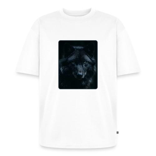 Black Wolf Intense Eyes Portrait Design - Unisex Oversized Organic T-Shirt