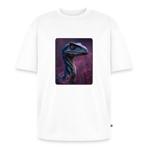 Blue Velociraptor Portrait Design - Unisex Premium Oversized Organic T-Shirt