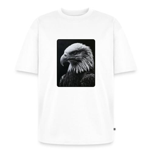 Black White Bald Eagle Design - Unisex Premium Oversized Organic T-Shirt