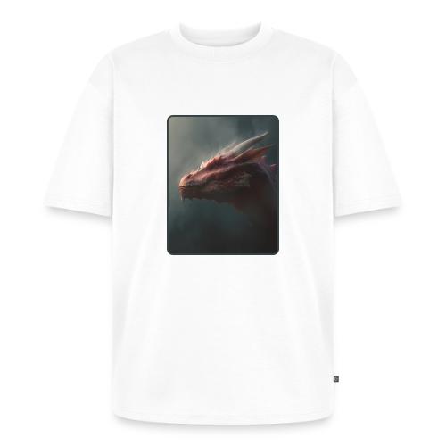 Red Dragon Fog Portrait Design - Unisex Premium Oversized Organic T-Shirt