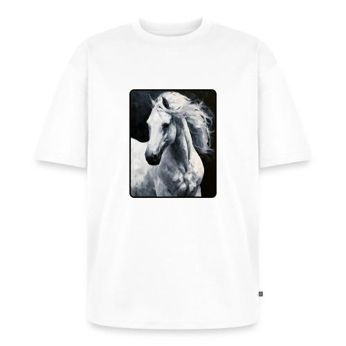 White Horse Oil Painting Design - Unisex Premium Oversized Organic T-Shirt