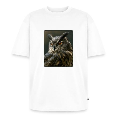 Eurasian Eagle Owl Portrait Design - Unisex Premium Oversized Organic T-Shirt