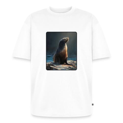 Fur Seal Artistic Shore Portrait Design - Unisex Premium Oversized Organic T-Shirt