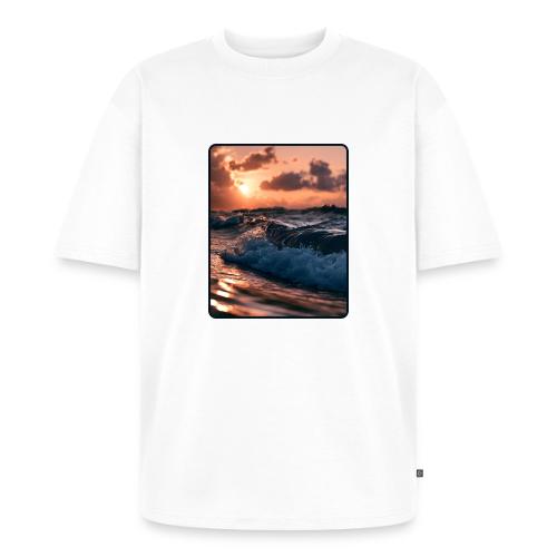 Golden Sunset Ocean Wave - Unisex Oversized Organic T-Shirt