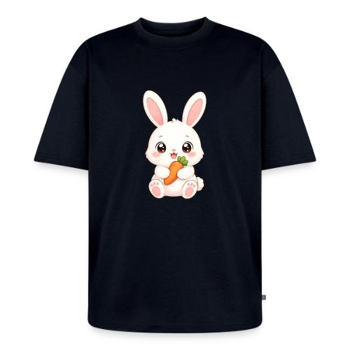 Cute Bunny Rabbit Holding Carrot – Kawaii Easter - Unisex Oversized Organic T-Shirt