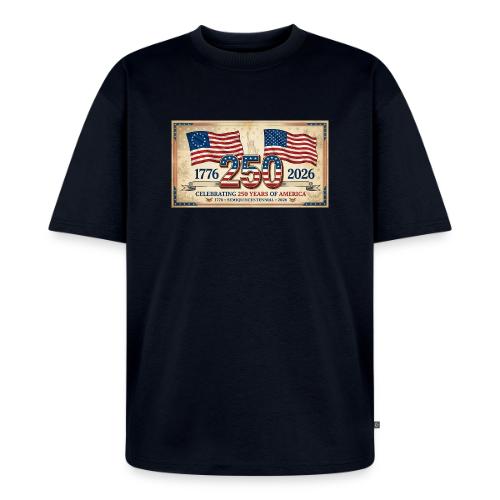 USA 250th Anniversary Flags Emblem - Unisex Oversized Organic T-Shirt