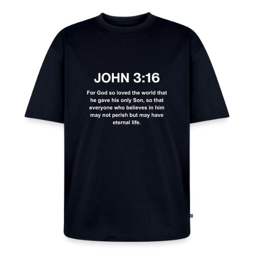 John 3:16 Christian Apparel – White - Unisex Premium Oversized Organic T-Shirt