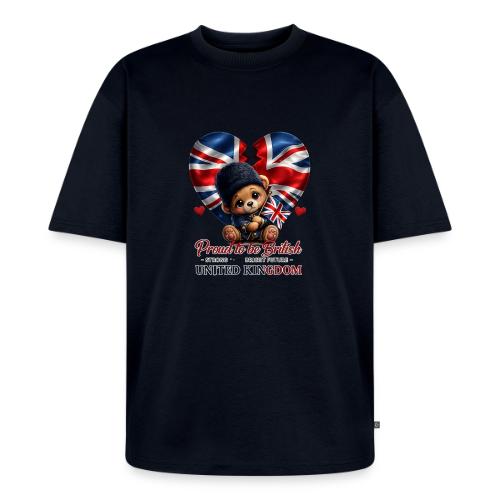 Proud to Be British Teddy Bear UK Patriot Gift - Unisex Oversized Organic T-Shirt