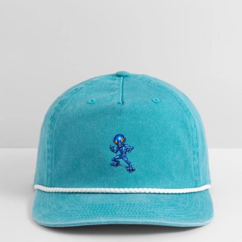 Angry Blue Alien - Vintage Washed Rope Cap