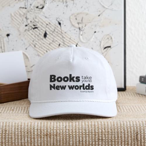 Books Take You to New Worlds (black text) - Vintage Washed Rope Cap