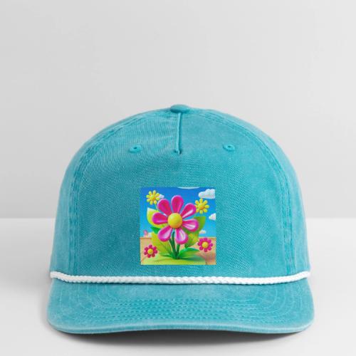 Pink Floral Peace | Sky & Nature Design - Vintage Washed Rope Cap