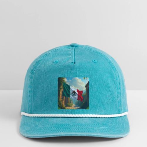 Mexican flag in Magical Town and Nature - Vintage Washed Rope Cap