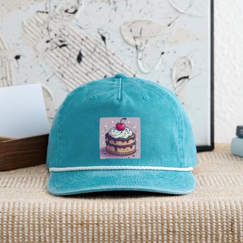 Cherry‑Topped Celebration Cake Design - Vintage Washed Rope Cap