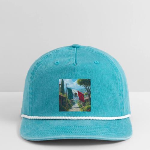 Mexican flag surrounded by nature and magic town - Vintage Washed Rope Cap
