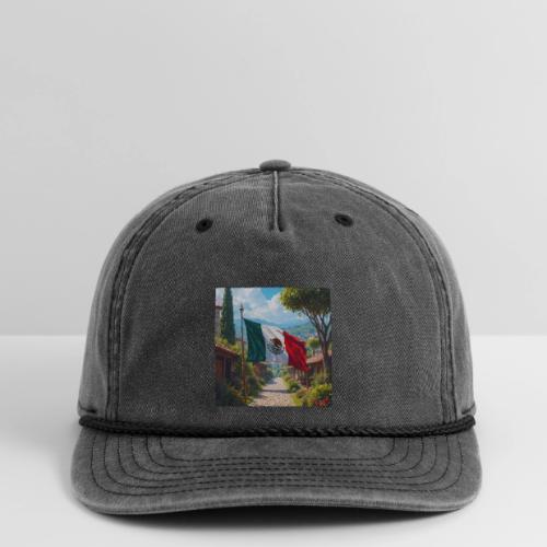 Mexican flag surrounded by nature and magic town - Vintage Washed Rope Cap