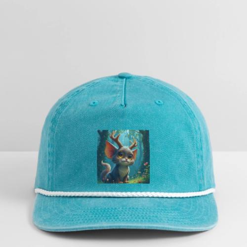 Magical Forest Creature with Deer Horns - Vintage Washed Rope Cap