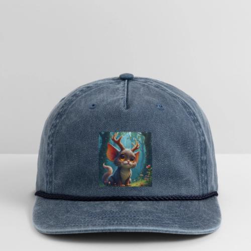 Magical Forest Creature with Deer Horns - Vintage Washed Rope Cap