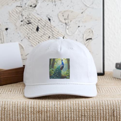 Majestic Peacock in Enchanted Forest - Vintage Washed Rope Cap