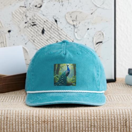Majestic Peacock in Enchanted Forest - Vintage Washed Rope Cap
