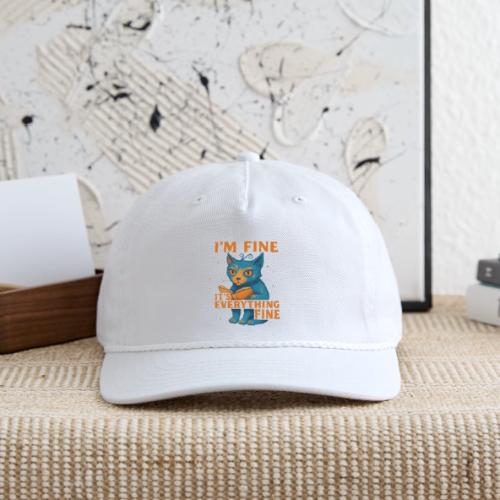 Funny Cat I’m Fine It’s Everything Fine– Retro tee - Vintage Washed Rope Cap