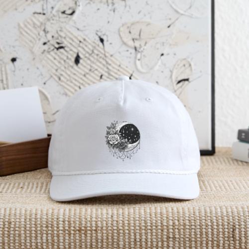 Crescent Moon Floral - Vintage Washed Rope Cap