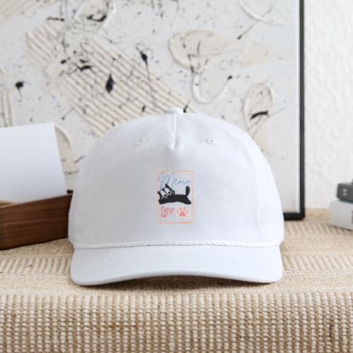 Meow Cat Paw Cute Kitty Lover Design - Vintage Washed Rope Cap