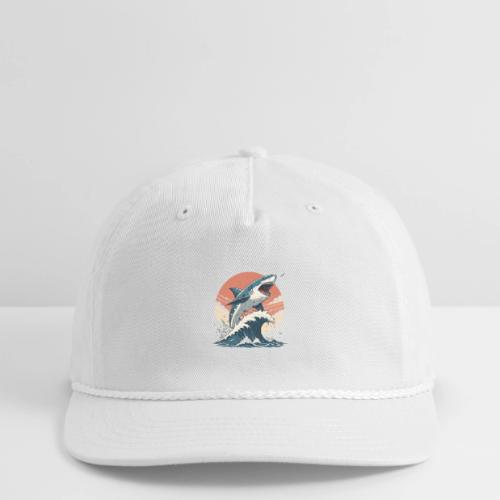 Fierce Shark Breaking Through Waves - Vintage Washed Rope Cap