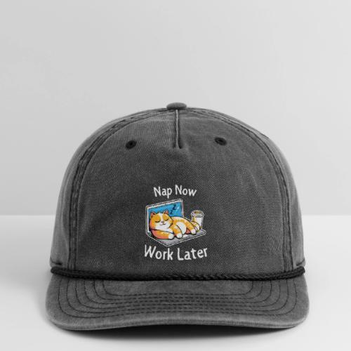 Nap Now Work Later Cat - Vintage Washed Rope Cap