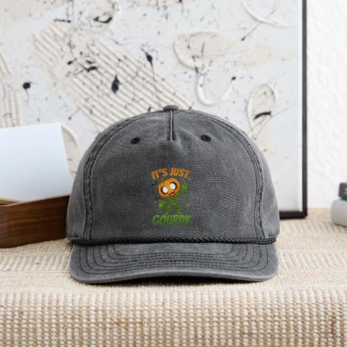 Cute Pumpkin Monster “It’s Just Gourdy” Funny - Vintage Washed Rope Cap