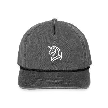 Minimalist Unicorn Symbol - light pink gray - Vintage Washed Rope Cap - washed black - Front