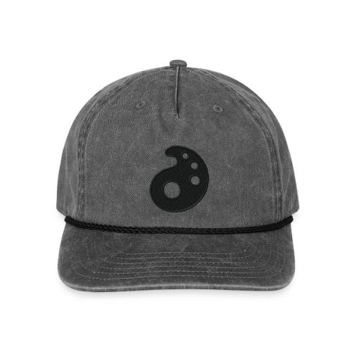 Black Embroidered Palette - Vintage Washed Rope Cap