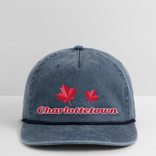 Charlottetown with two red maple leaves - Vintage Washed Rope Cap