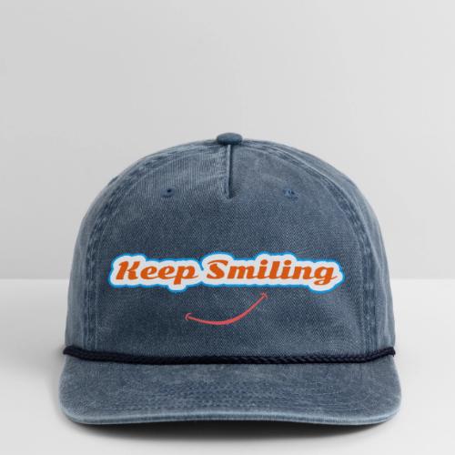 Keep Smiling Positive Vibes Graphic - Vintage Washed Rope Cap