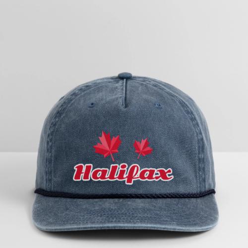 Halifax with two red maple leaves - Vintage Washed Rope Cap