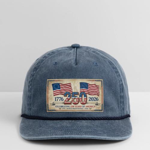USA 250th Anniversary Flags Emblem - Vintage Washed Rope Cap